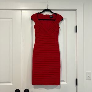 Adrianna Papell Bodycon Knee Length‎ Bright Red Dress Size 6